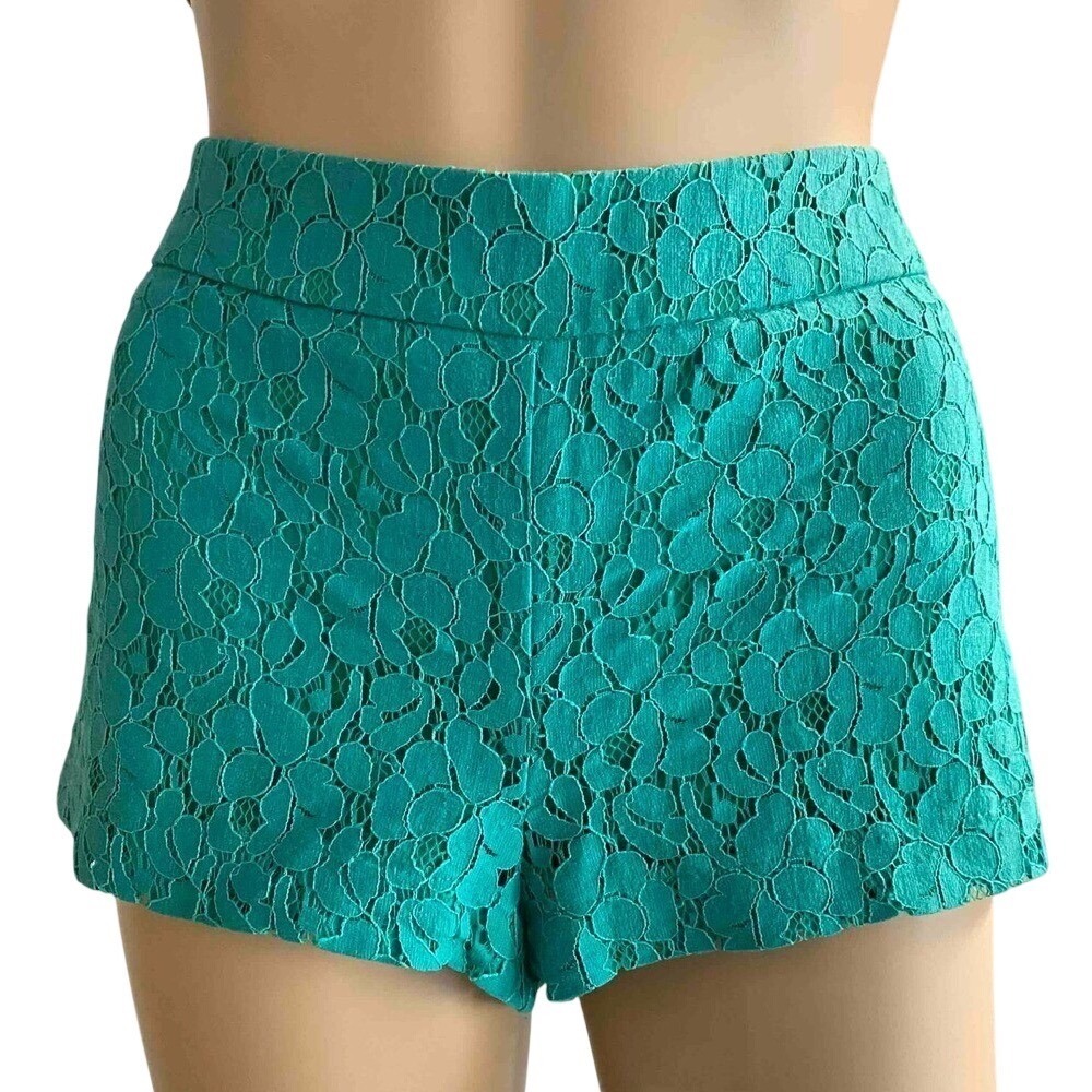 Single Los Angeles Teal Floral Lace High Rise Mini Shorts Size 4 Hot Pants